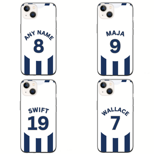 West Brom 2023-2024 Home Football Shirt (choose any Name and Number) Protective Premium Rubber Silicone Phone Case