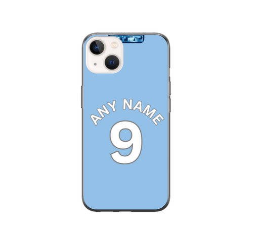 Man City 2024-2025 Home Football Shirt (choose any Name and Number) Protective Premium Rubber Silicone Phone Case